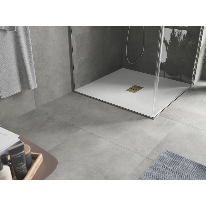 Mexen Hugo SMC Square Shower Tray 100 x 100 cm, White, Gold Cover - 42101010-G