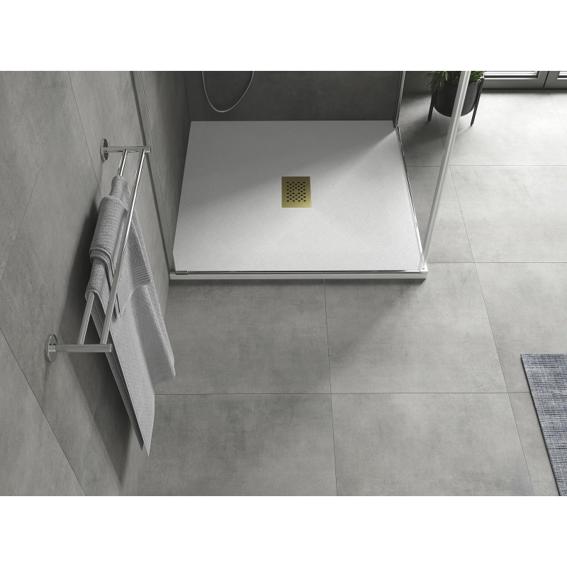 Mexen Hugo SMC Square Shower Tray 100 x 100 cm, White, Gold Cover - 42101010-G