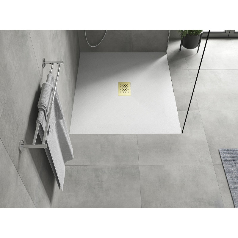 Mexen Hugo rectangular shower tray SMC 110 x 100 cm, white, golden cover - 42101011-G