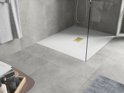 Mexen Hugo rectangular SMC shower tray 110 x 100 cm, white, gold cover - 42101011-G