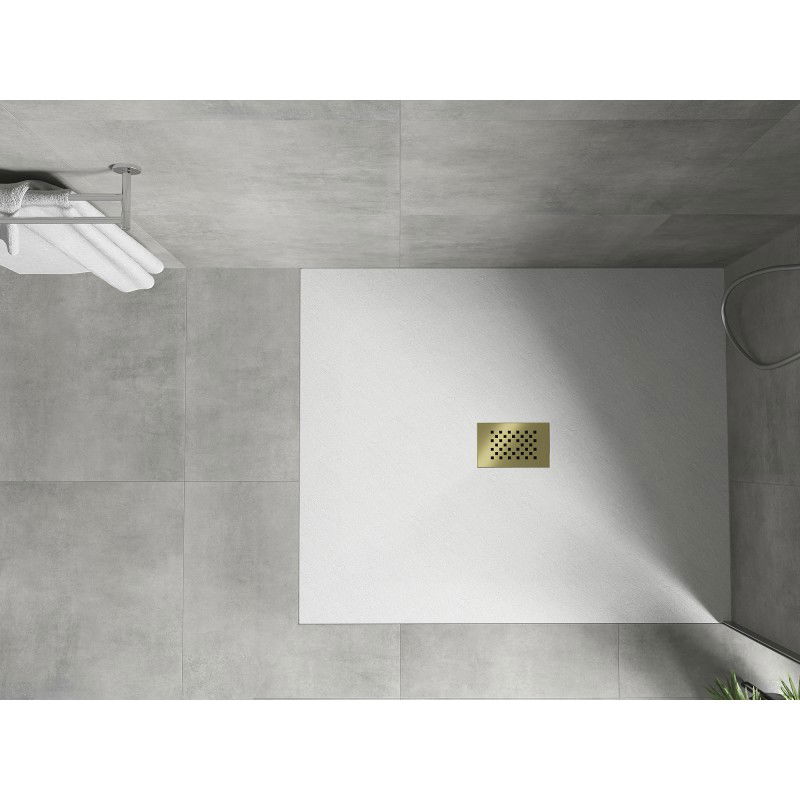 Mexen Hugo rectangular shower tray SMC 110 x 100 cm, white, gold cover - 42101011-G