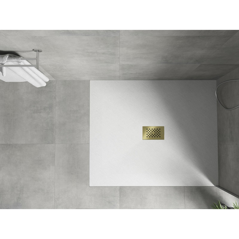Mexen Hugo rectangular shower tray SMC 110 x 100 cm, white, golden cover - 42101011-G