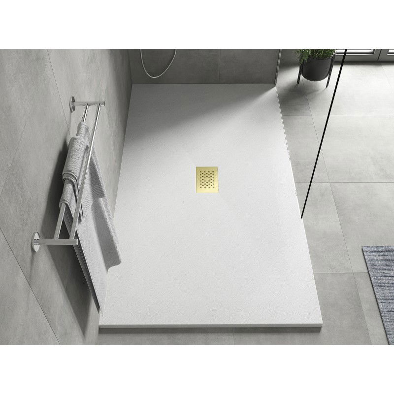Mexen Hugo rectangular shower tray SMC 170 x 100 cm, white, gold cover - 42101017-G