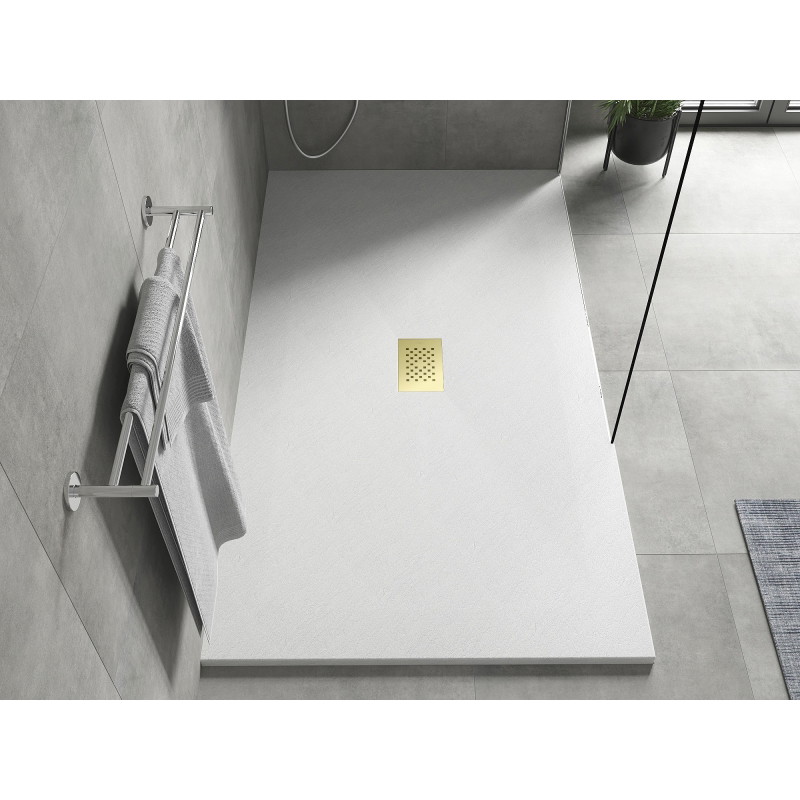 Mexen Hugo rectangular SMC shower tray 180 x 100 cm, white, gold cover - 42101018-G
