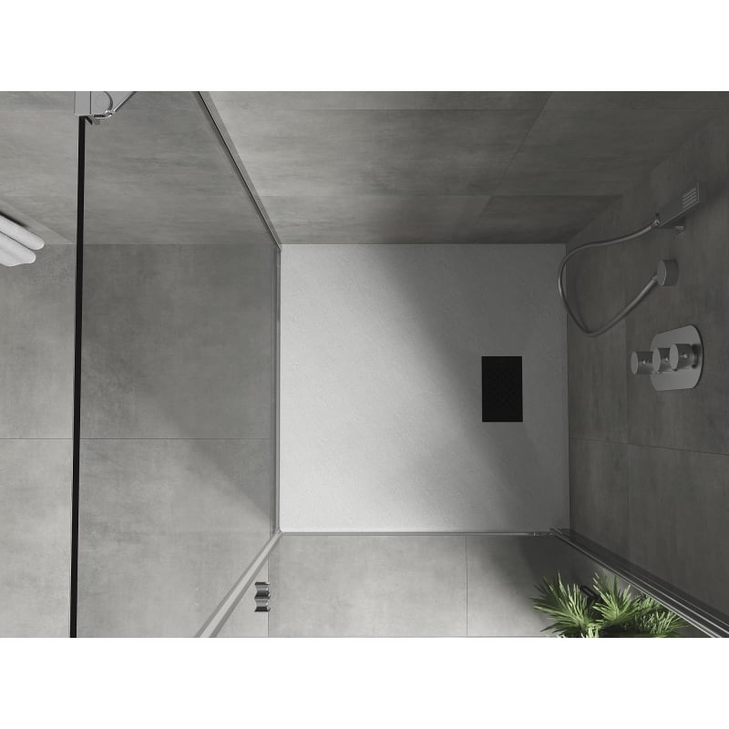 Mexen Hugo square shower tray SMC 70 x 70 cm, white, black cover - 42107070-B