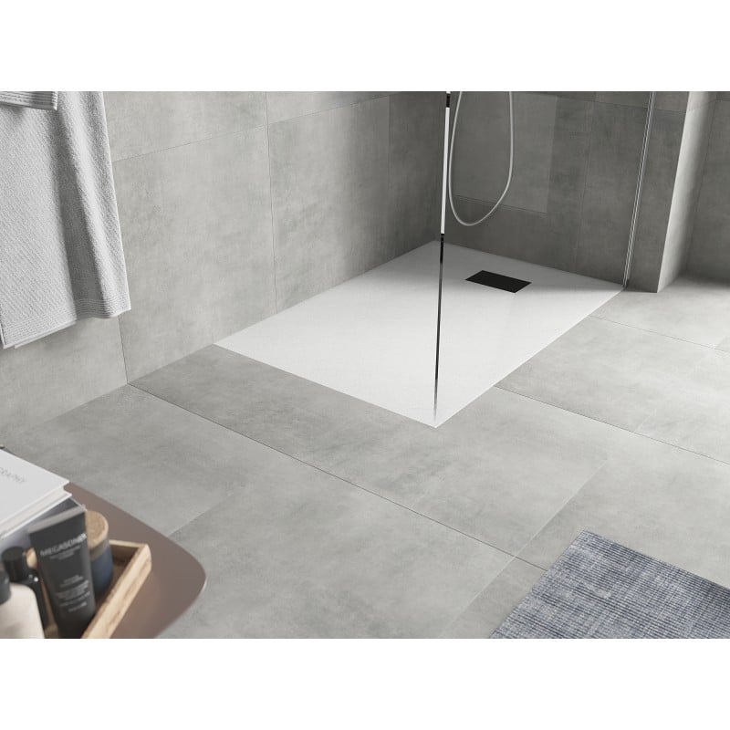 Mexen Hugo rectangular SMC shower tray 130 x 70 cm, white, black cover - 42107013-B