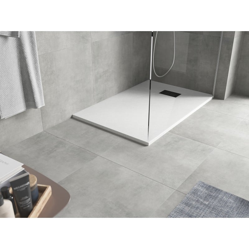 Mexen Hugo rectangular SMC shower tray 130 x 70 cm, white, black cover - 42107013-B