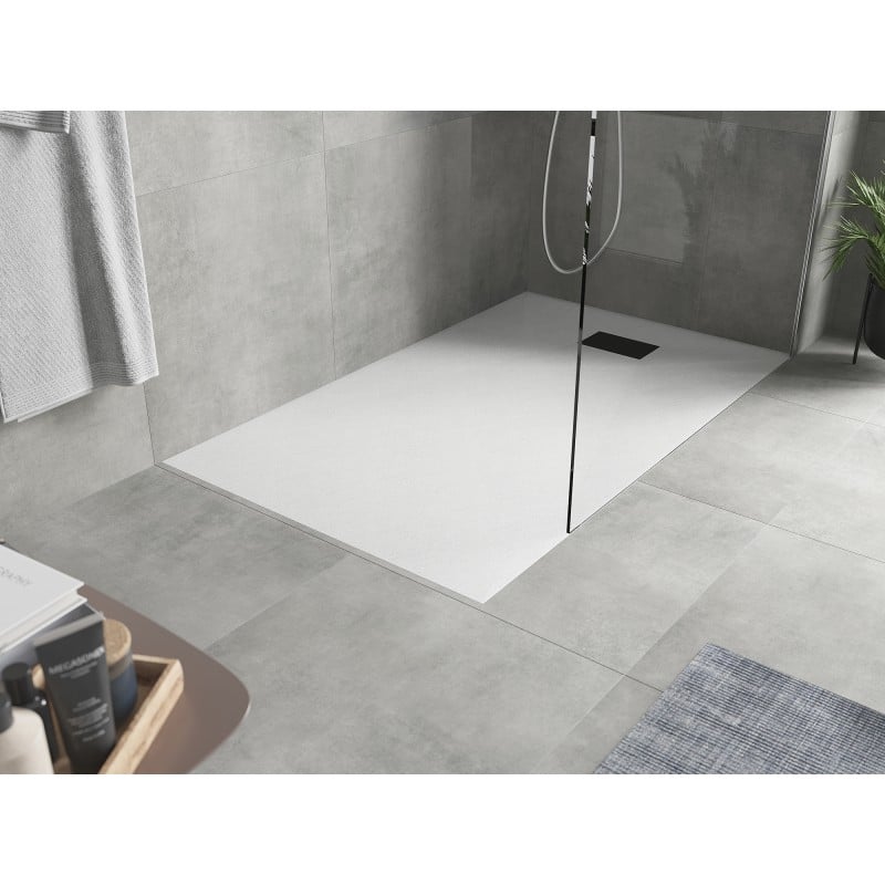 Mexen Hugo rectangular shower tray SMC 140 x 70 cm, white, black cover - 42107014-B