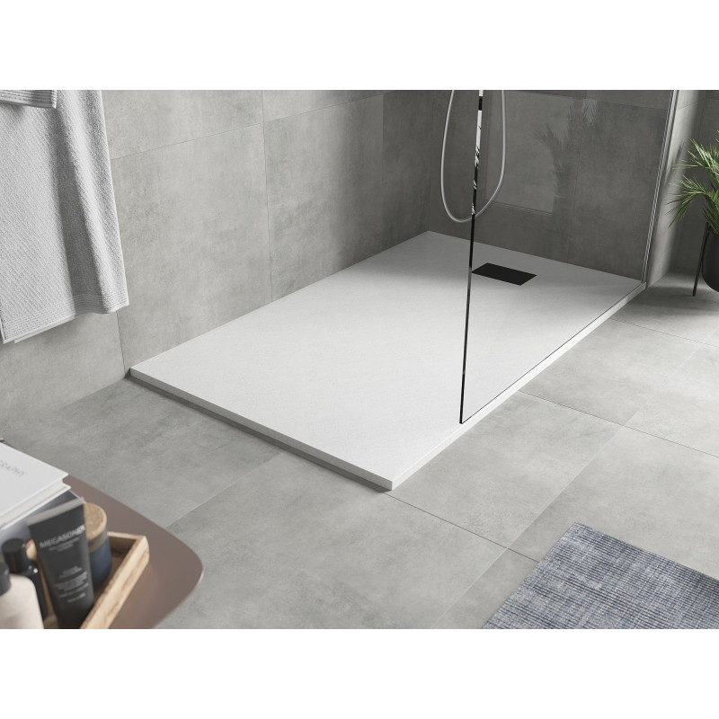 Mexen Hugo rectangular SMC shower tray 150 x 70 cm, white, black cover - 42107015-B