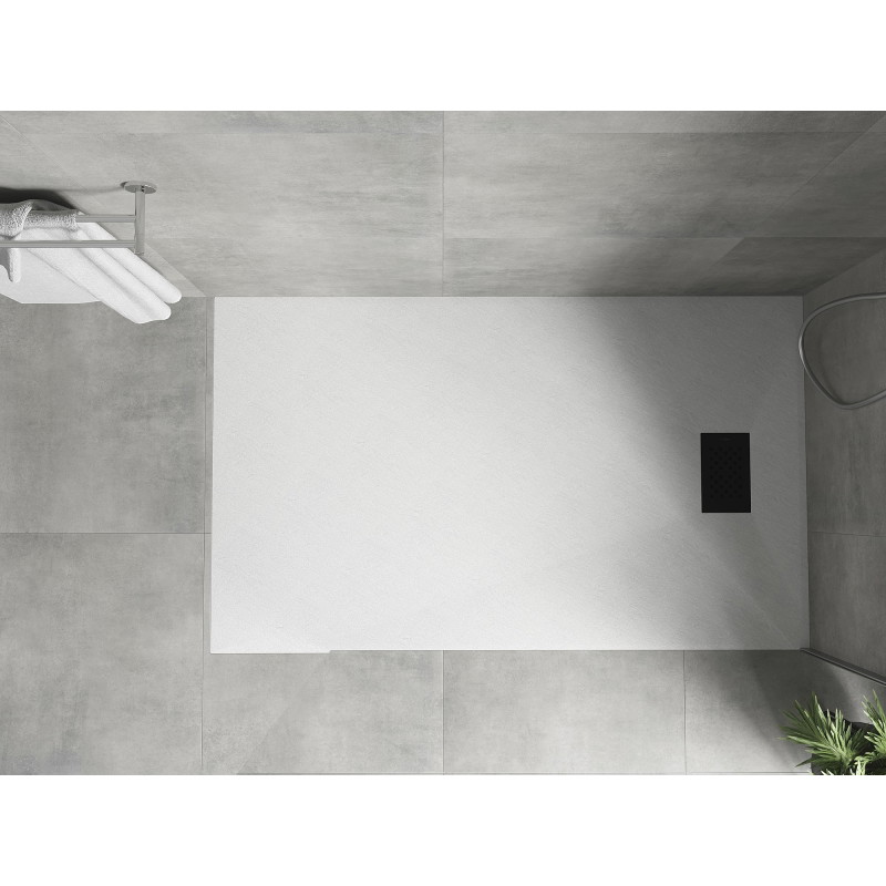 Mexen Hugo rectangular SMC shower tray 140 x 70 cm, white, black cover - 42107014-B