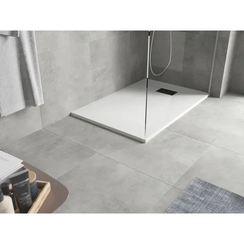 Mexen Hugo rectangular SMC shower tray 110 x 80 cm, white, black cover - 42108011-B