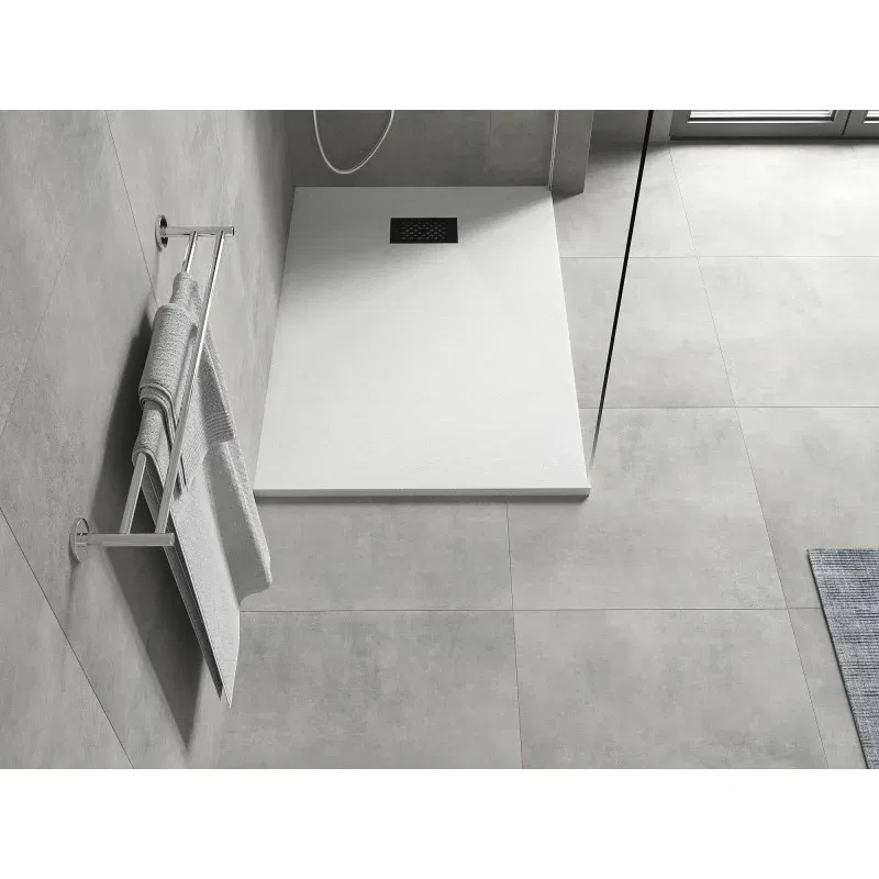 Mexen Hugo rectangular SMC shower tray 110 x 80 cm, white, black cover - 42108011-B