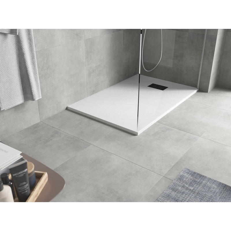 Mexen Hugo rectangular SMC shower tray 130 x 80 cm, white, black cover - 42108013-B