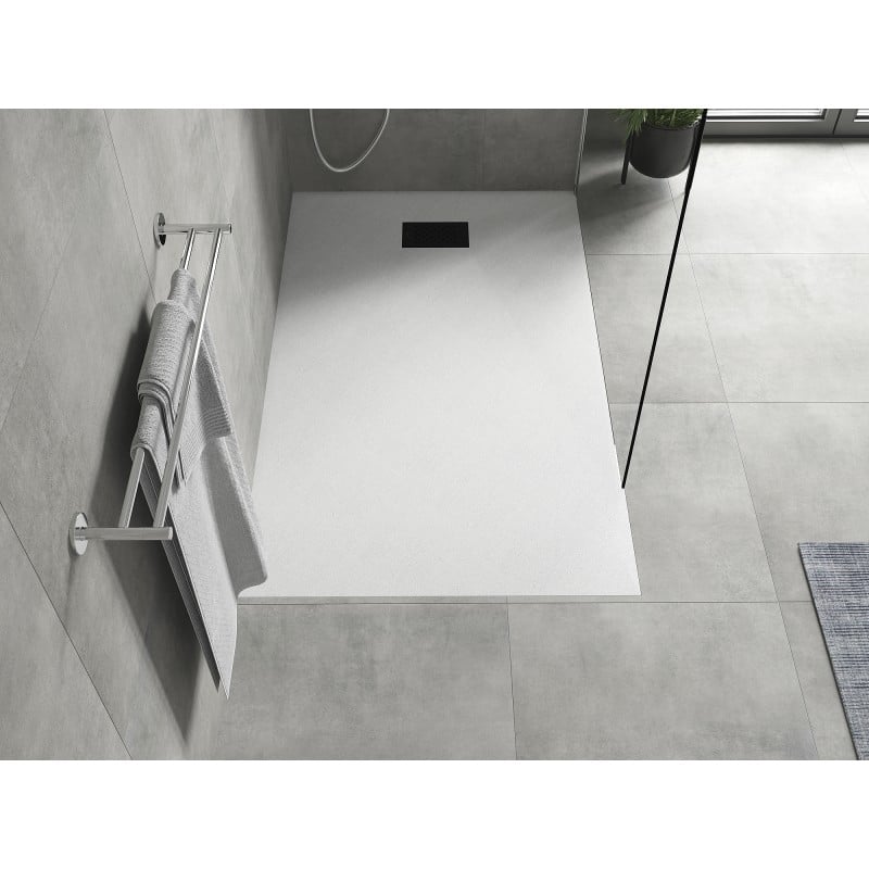 Mexen Hugo rectangular shower tray SMC 140 x 80 cm, white, black trim - 42108014-B