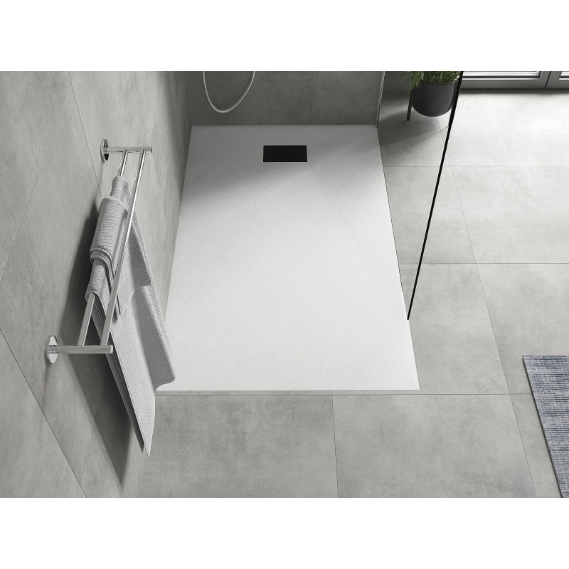 Mexen Hugo rectangular SMC shower tray 140 x 80 cm, white, black cover - 42108014-B