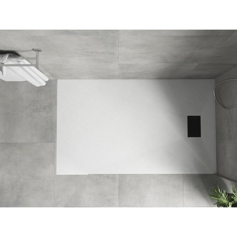 Mexen Hugo rectangular SMC shower tray 140 x 80 cm, white, black cover - 42108014-B