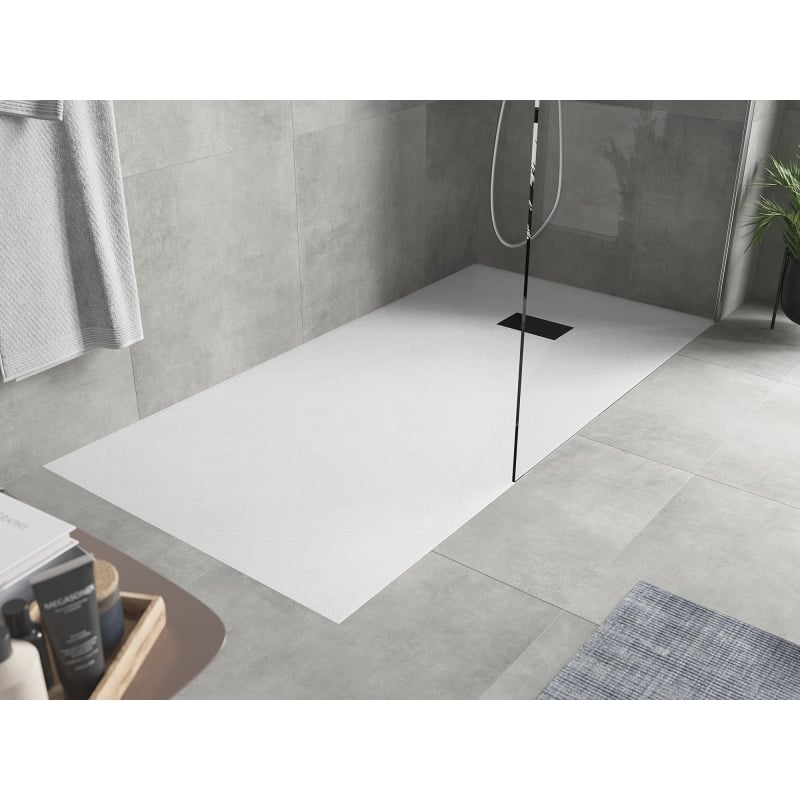 Mexen Hugo rectangular SMC shower tray 170 x 80 cm, white, black cover - 42108017-B