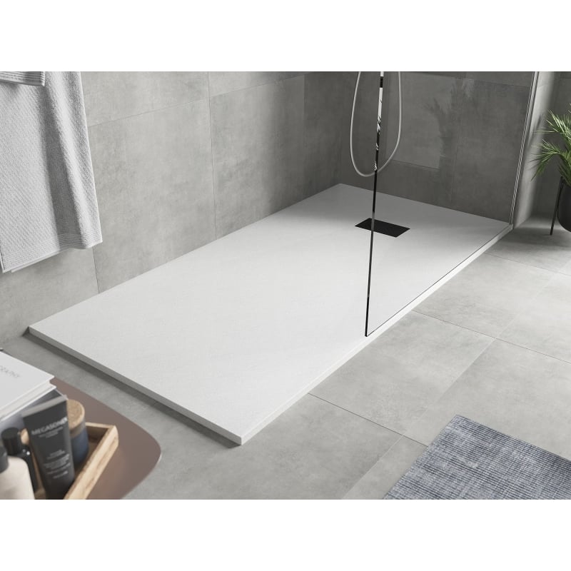 Mexen Hugo rectangular SMC shower tray 170 x 80 cm, white, black cover - 42108017-B