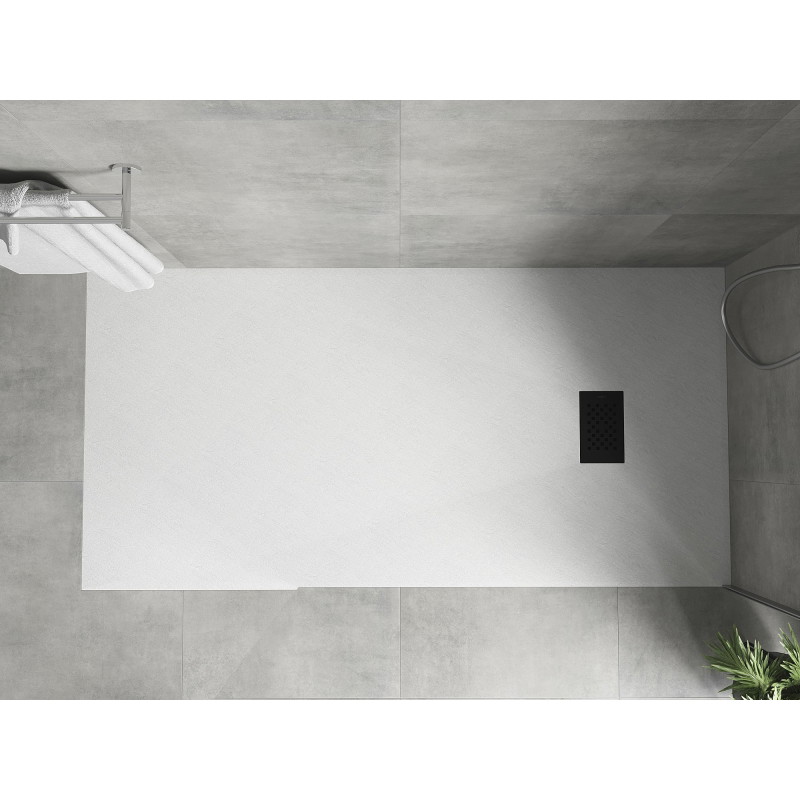 Mexen Hugo rectangular SMC shower tray 180 x 80 cm, white, black cover - 42108018-B