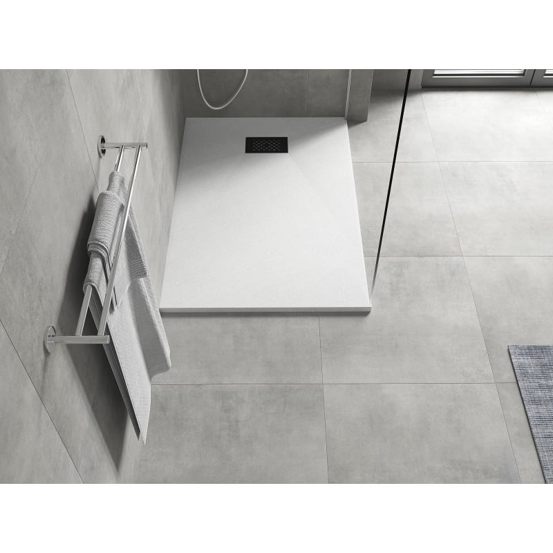Mexen Hugo rectangular SMC shower tray 100 x 90 cm, white, black cover - 42109010-B