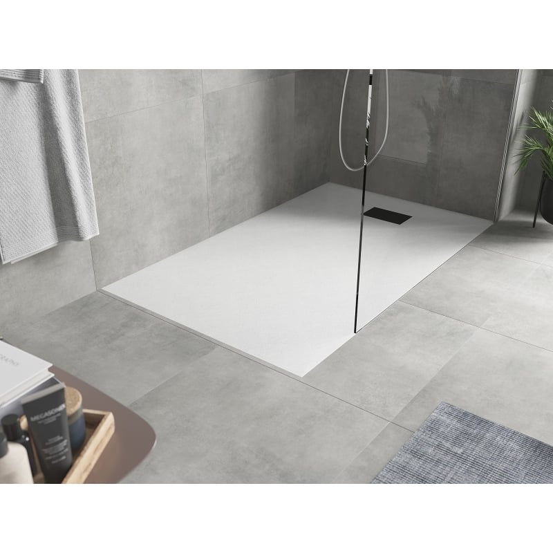 Mexen Hugo rectangular SMC shower tray 140 x 90 cm, white, black cover - 42109014-B