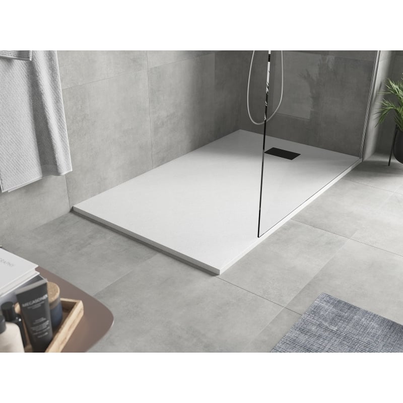 Mexen Hugo rectangular SMC shower tray 140 x 90 cm, white, black cover - 42109014-B