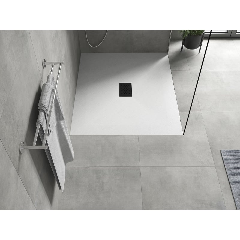 Mexen Hugo rectangular SMC shower tray 140 x 100 cm, white, black cover - 42101014-B