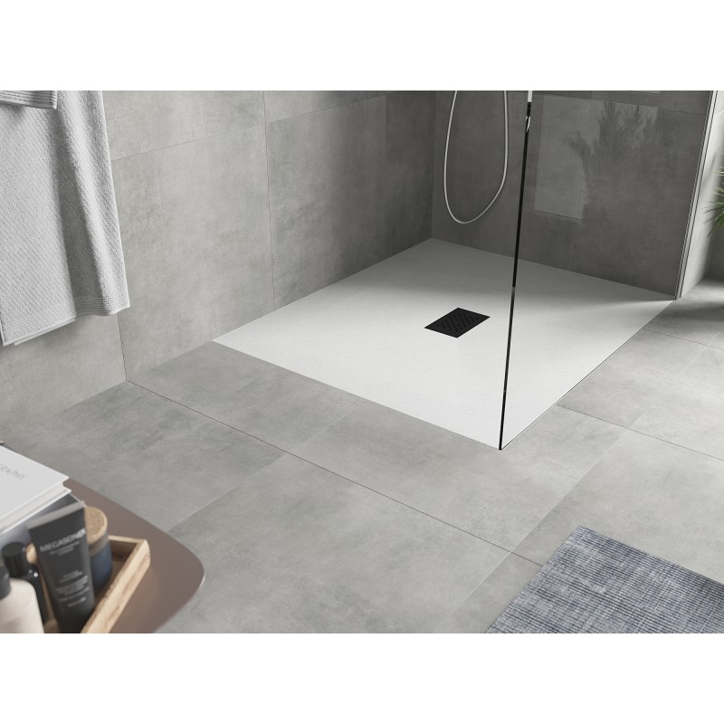 Mexen Hugo rectangular shower tray SMC 140 x 100 cm, white, black cover - 42101014-B