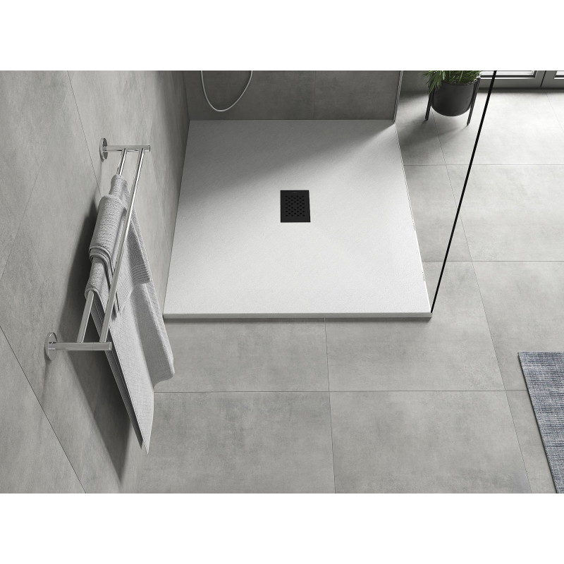 Mexen Hugo rectangular SMC shower tray 140 x 100 cm, white, black cover - 42101014-B