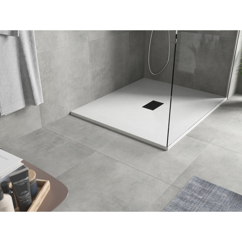 Mexen Hugo rectangular SMC shower tray 120 x 100 cm, white, black cover - 42101012-B