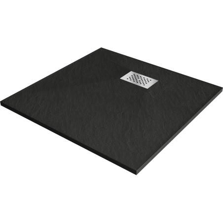 Mexen Hugo square SMC shower tray 70 x 70 cm, black, inox cover - 42707070-X