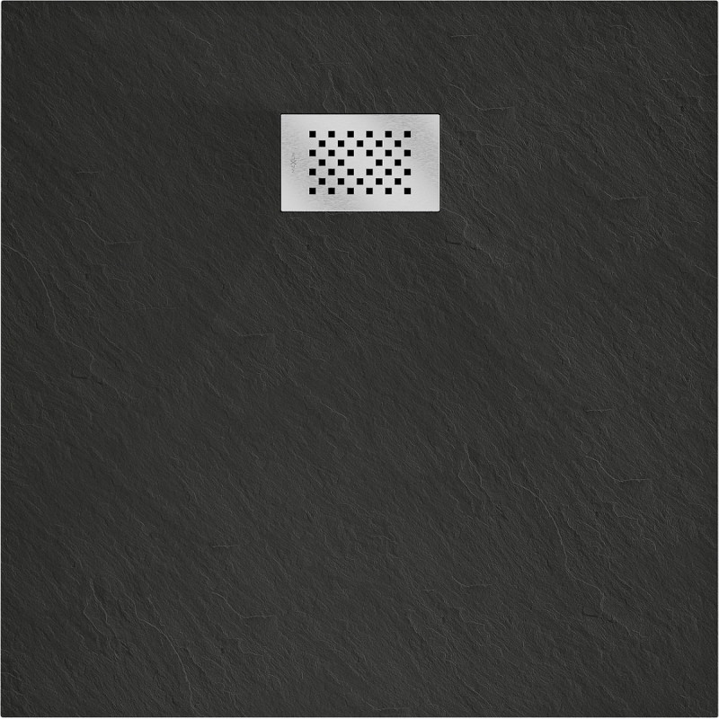 Mexen Hugo square SMC shower tray 70 x 70 cm, black, inox cover - 42707070-X