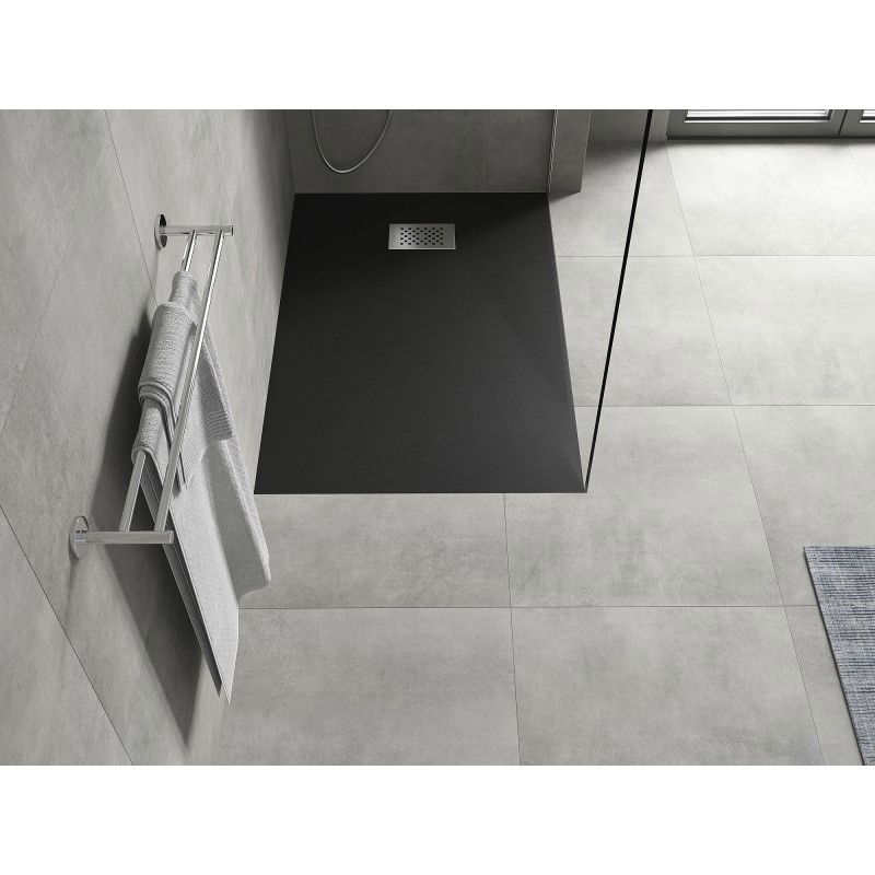 Mexen Hugo rectangular shower tray SMC 120 x 70 cm, black, inox cover - 42707012-X