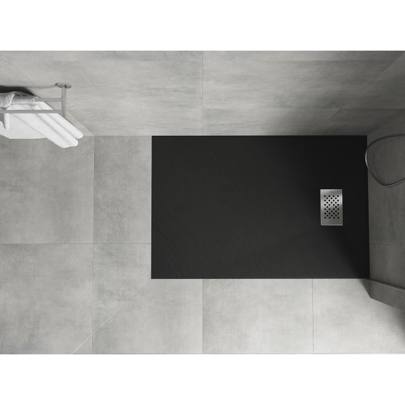 Mexen Hugo rectangular SMC shower tray 120 x 70 cm, black, inox cover - 42707012-X