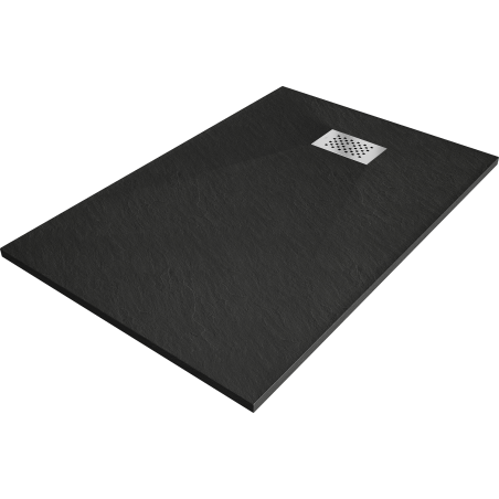 Mexen Hugo rectangular tray SMC 110 x 70 cm, black, inox cover - 42707011-X
