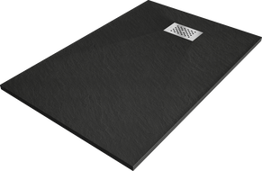 Mexen Hugo rectangular SMC shower tray 110 x 70 cm, black, inox cover - 42707011-X