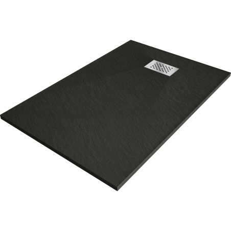 Mexen Hugo rectangular SMC shower tray 120 x 70 cm, black, inox cover - 42707012-X