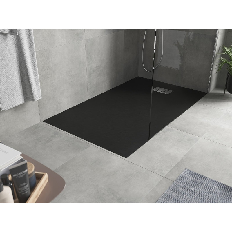Mexen Hugo rectangular SMC shower tray 140 x 70 cm, black, inox cover - 42707014-X