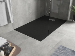 Mexen Hugo rectangular shower tray SMC 160 x 70 cm, black, inox cover - 42707016-X