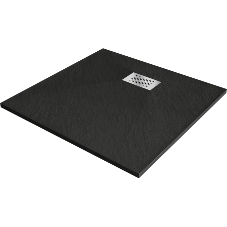 Mexen Hugo SMC Square Shower Tray 80 x 80 cm, Black, Inox Cover - 42708080-X