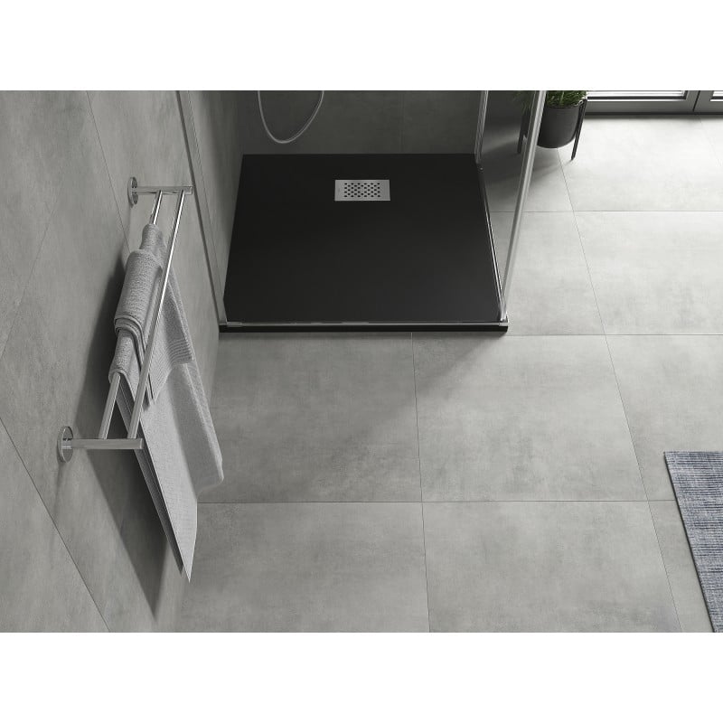 Mexen Hugo SMC Square Shower Tray 80 x 80 cm, Black, Inox Cover - 42708080-X