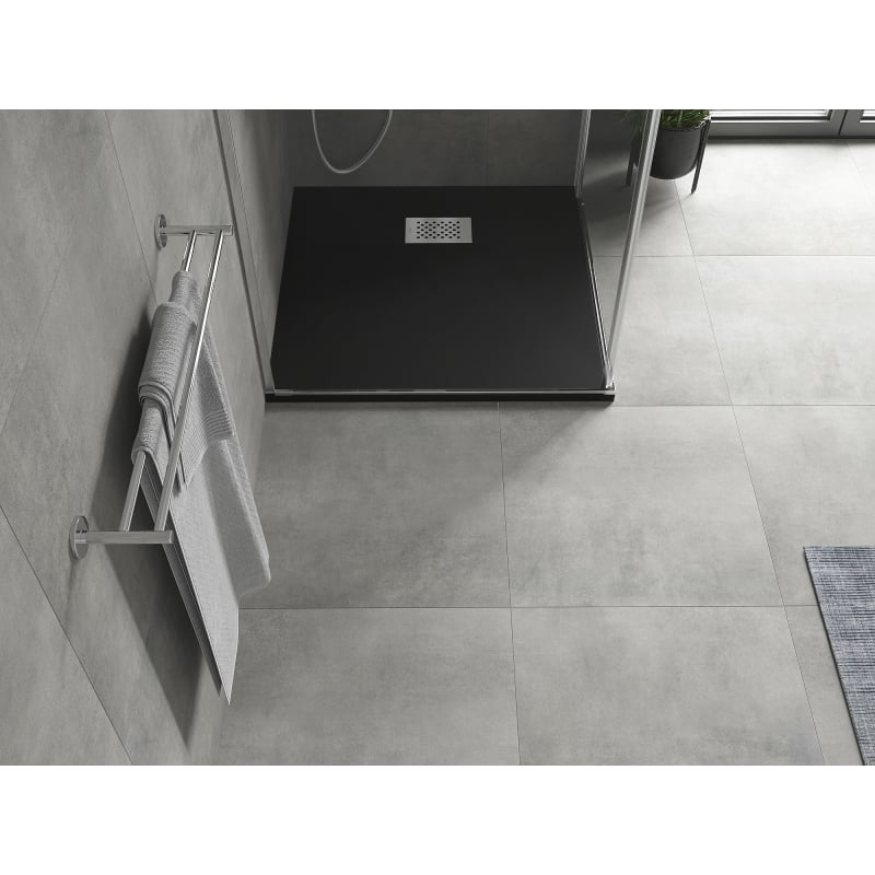 Mexen Hugo square shower tray SMC 80 x 80 cm, black, inox cover - 42708080-X