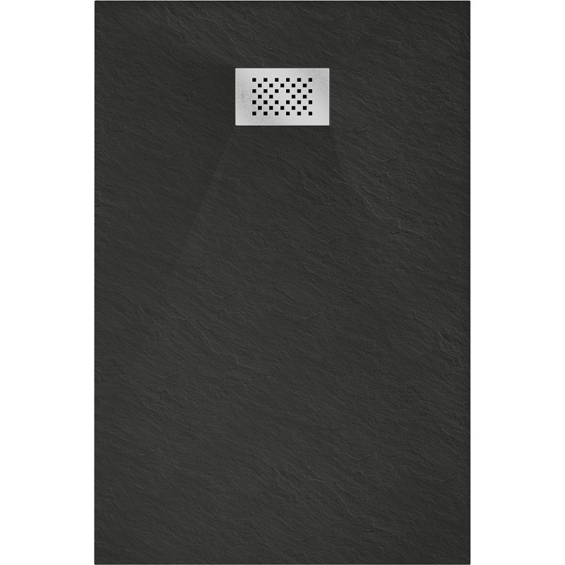 Mexen Hugo rectangular SMC shower tray 100 x 80 cm, black, inox cover - 42708010-X