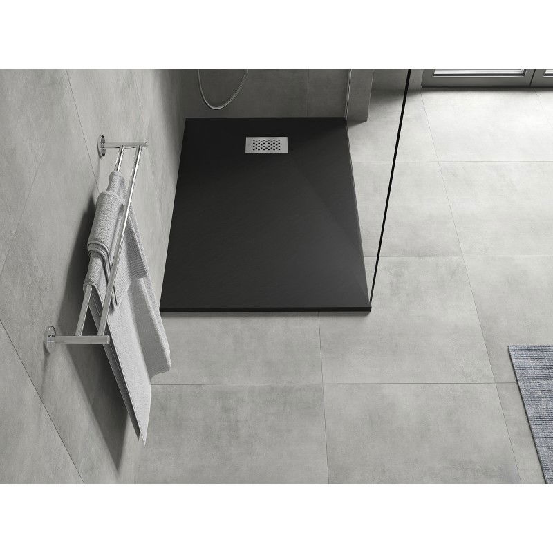 Mexen Hugo rectangular shower tray SMC 130 x 80 cm, black, inox cover - 42708013-X