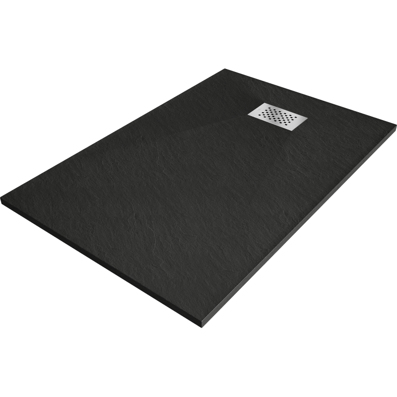 Mexen Hugo rectangular shower tray SMC 130 x 80 cm, black, inox cover - 42708013-X