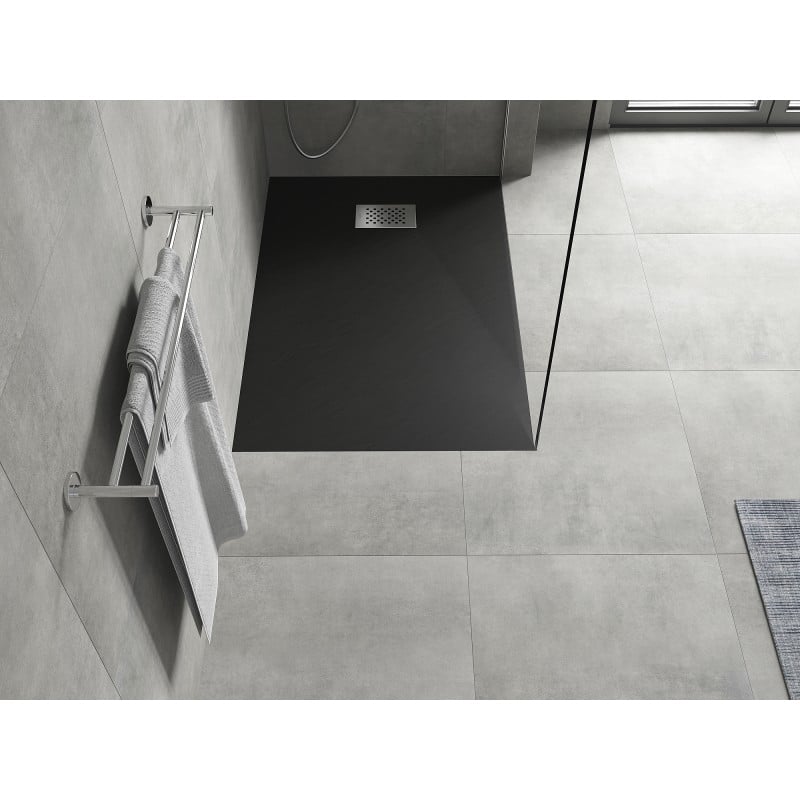 Mexen Hugo rectangular shower tray SMC 120 x 80 cm, black, inox cover - 42708012-X