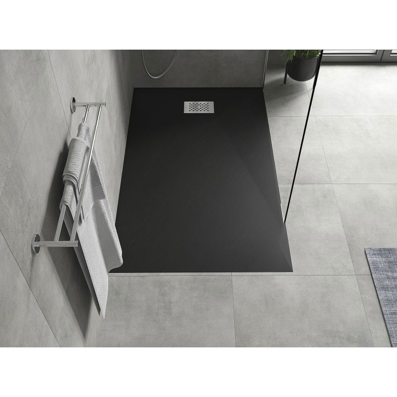 Mexen Hugo rectangular shower tray SMC 140 x 80 cm, black, inox cover - 42708014-X