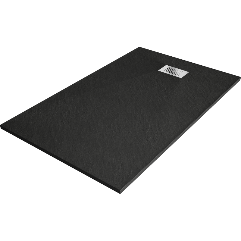 Mexen Hugo Rectangular Shower Tray SMC 150 x 80 cm, Black, Inox Cover - 42708015-X