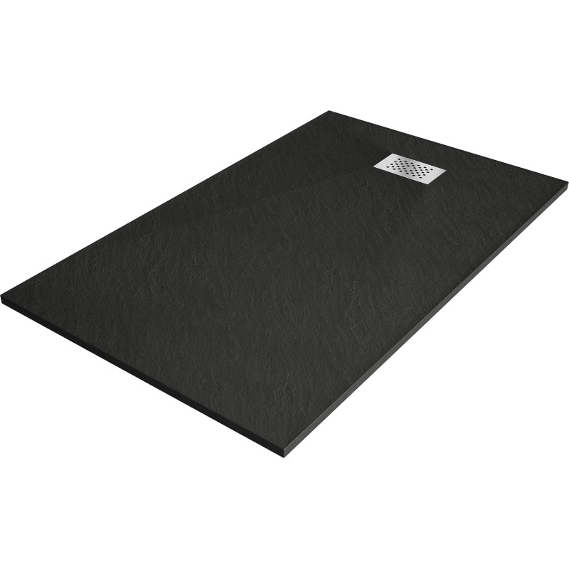 Mexen Hugo rectangular SMC shower tray 150 x 80 cm, black, inox cover - 42708015-X