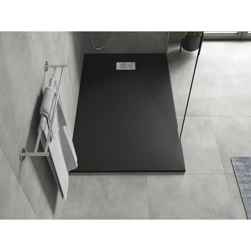 Mexen Hugo rectangular SMC shower tray 160 x 80 cm, black, inox cover - 42708016-X